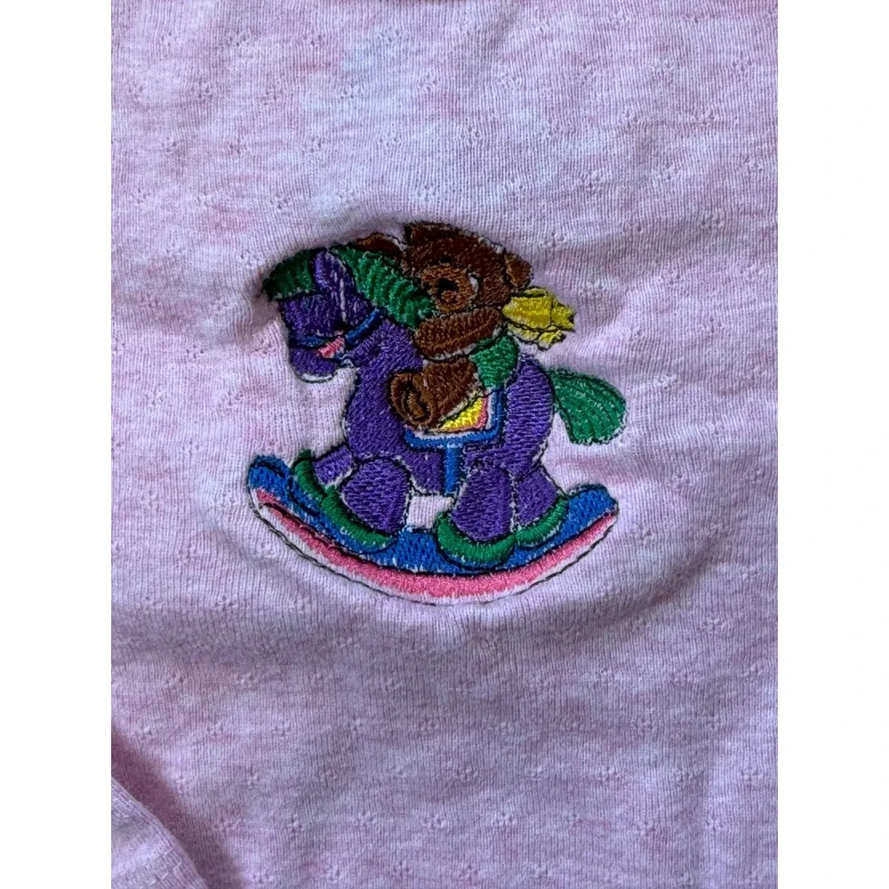 Carter's VTG embroiderwd Bodysuit girls 12 Months Pink Long Sleeve Pointelle